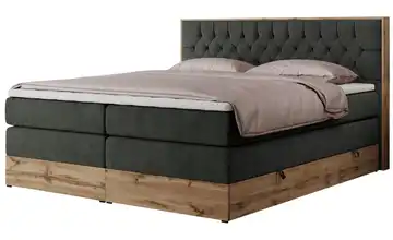 Boxspringbett mit Bettkasten 140x200 cm H3 Dunkelgrau Webstoff