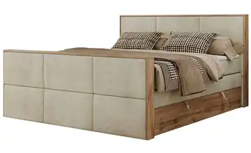 Boxspringbett mit Bettkasten H3 160x200 cm Creme Samt