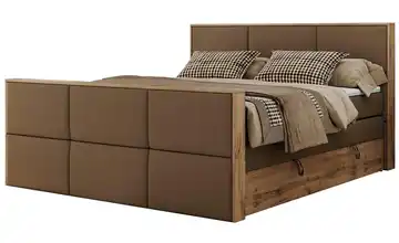 Boxspringbett mit Bettkasten H3 120x200 cm Braun Kunstleder