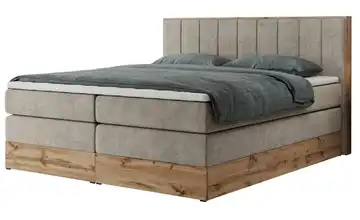 Boxspringbett mit Bettkasten 200x200 cm Beige Webstoff H4