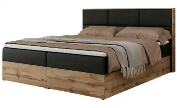 Boxbett mit Bettkasten 140x200 cm H3 Schwarz Kunstleder