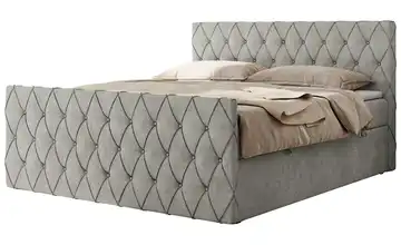 Boxspringbett mit Bettkasten 120x200 cm H3 Hellgrau Webstoff