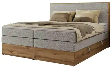 Boxspringbett mit Bettkasten 140x200 cm H3 silberfarben, Eiche Artisan (Nachbildung) Webstoff