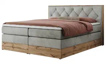 Boxspringbett mit Bettkasten 140x200 cm H3 Silbergrau Samt