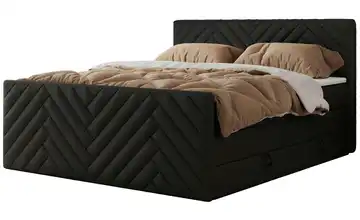 Boxspringbett mit Bettkasten H4 Schwarz 140x200 cm Kunstleder
