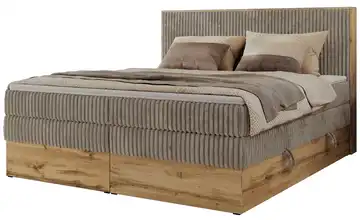 Boxspringbett mit Bettkasten 140x200 cm H3 Taupe, Eiche Artisan (Nachbildung) Cordstoff