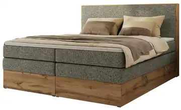 Boxspringbett mit Bettkasten 140x200 cm H3 Grau, Eiche Artisan (Nachbildung) Webstoff