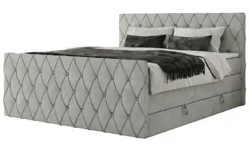 Boxspringbett mit Bettkasten Webstoff 180x200 cm H4 Hellgrau