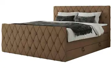 Boxspringbett mit Bettkasten 120x200 cm H3 Braun Kunstleder