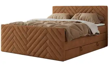 Boxspringbett mit Bettkasten 140x200 cm H3 Orange Webstoff