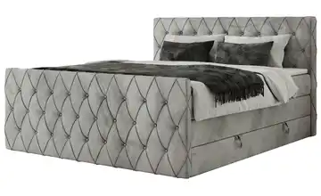 Boxspringbett mit Bettkasten 120x200 cm H3 Silbergrau Samt