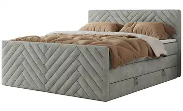 Boxspringbett mit Bettkasten 120x200 cm H3 Hellgrau Webstoff