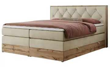 Boxspringbett mit Bettkasten 140x200 cm H3 Creme Samt