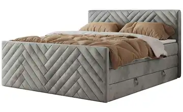 Boxspringbett mit Bettkasten 120x200 cm H3 Silbergrau Samt
