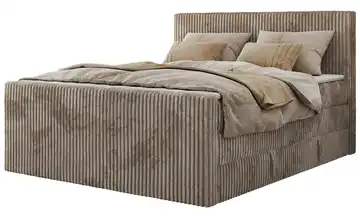 Boxspringbett mit Bettkasten 140x200 cm H3 Taupe