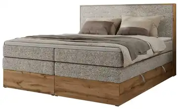 Boxspringbett mit Bettkasten 140x200 cm H3 Ecru, Eiche Artisan (Nachbildung) Webstoff
