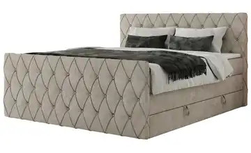 Boxspringbett mit Bettkasten 120x200 cm H4 Beige Webstoff