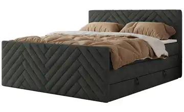 Boxspringbett mit Bettkasten 120x200 cm H3 Dunkelgrau Webstoff