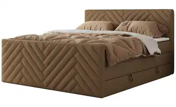 Boxspringbett mit Bettkasten 120x200 cm H3 Braun Kunstleder