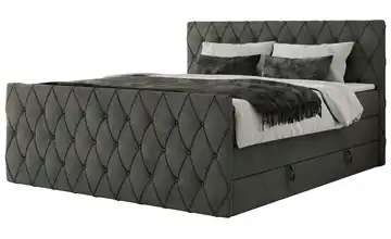 Boxspringbett mit Bettkasten 120x200 cm H3 Basaltgrau Samt
