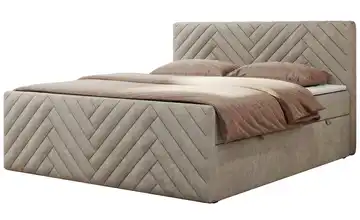Boxbett mit Bettkasten 120x200 cm H3 Beige Webstoff