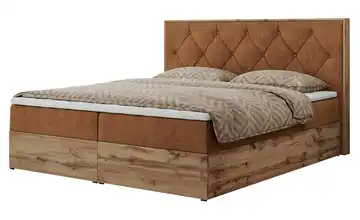 Boxbett mit Bettkasten Orange H3 200x200 cm Webstoff