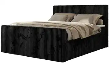 Boxbett mit Bettkasten Polsterbett 160x200 Schwarz 164 cm 160x200 cm H3 Schwarz