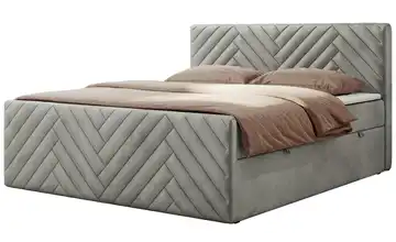 Boxbett mit Bettkasten 120x200 cm H3 Silbergrau Samt