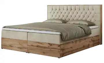 Boxbett mit Bettkasten Samt H4 Creme 200x200 cm