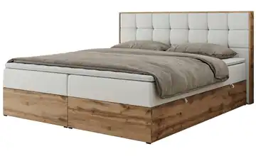 Boxbett mit Bettkasten 120x200 cm H3 Weiß Kunstleder