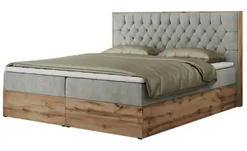 Boxbett mit Bettkasten Webstoff H4 Hellgrau 200x200 cm