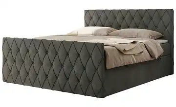 Boxspringbett mit Bettkasten 120x200 cm H3 Basaltgrau Samt