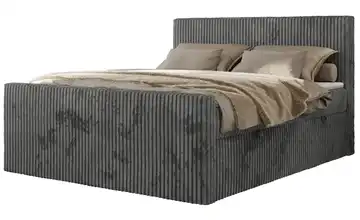 Boxbett mit Bettkasten Polsterbett 160x200 Dunkelgrau 164 cm 160x200 cm H3 Dunkelgrau