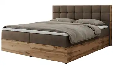 Boxbett mit Bettkasten 120x200 cm H3 bronzefarben Samt