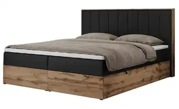 Boxbett mit Bettkasten 160x200 cm H3 Schwarz Kunstleder