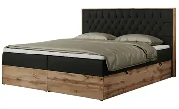 Boxbett mit Bettkasten 140x200 cm H3 Schwarz Kunstleder