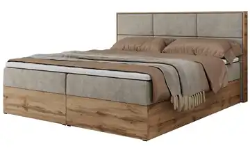 Boxbett mit Bettkasten 120x200 cm H3 Beige Webstoff