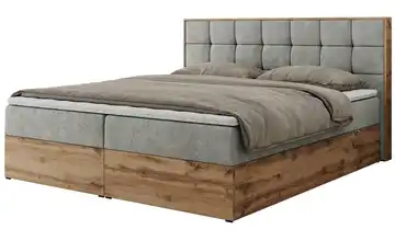 Boxbett mit Bettkasten 180x200 cm H3 Hellgrau Webstoff