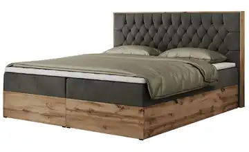 Boxbett mit Bettkasten 160x200 cm H3 Basaltgrau Samt