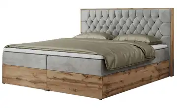 Boxbett mit Bettkasten 160x200 cm H3 Silbergrau Samt