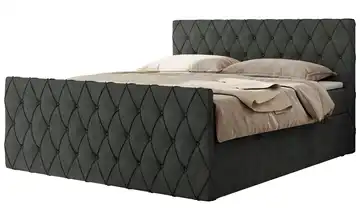 Boxspringbett mit Bettkasten 120x200 cm H3 Dunkelgrau Webstoff