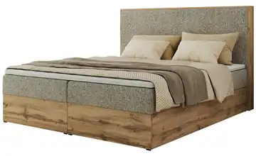 Boxbett mit Bettkasten 160x200 cm H3 Dunkelbeige, Eiche Artisan (Nachbildung) Webstoff