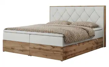 Boxbett mit Bettkasten 140x200 cm H3 Weiß Kunstleder
