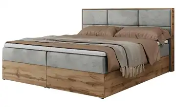 Boxbett mit Bettkasten 120x200 cm H4 Silbergrau Samt