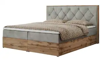 Boxbett mit Bettkasten 140x200 cm H3 Silbergrau Samt