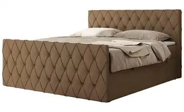 Boxspringbett mit Bettkasten 120x200 cm H3 Braun Kunstleder