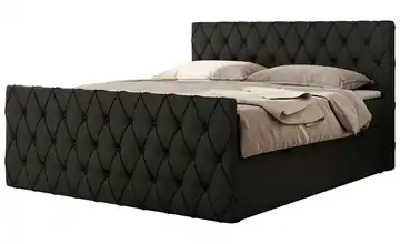 Boxspringbett mit Bettkasten 180x200 cm H3 Schwarz Kunstleder