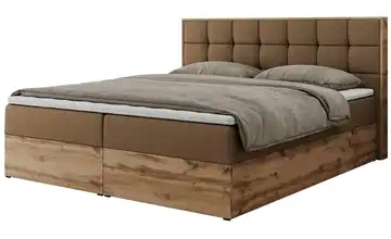Boxbett mit Bettkasten 180x200 cm H3 Braun Kunstleder