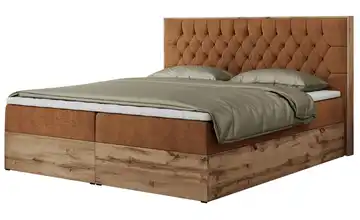 Boxbett mit Bettkasten Webstoff H4 Orange 160x200 cm