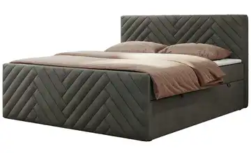 Boxbett mit Bettkasten 120x200 cm H3 Basaltgrau Samt